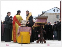 Освящение фундамента будущего храма. О. Сахалин (16 марта 2008 года)